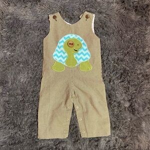 Boys Gingham Turtle Romper